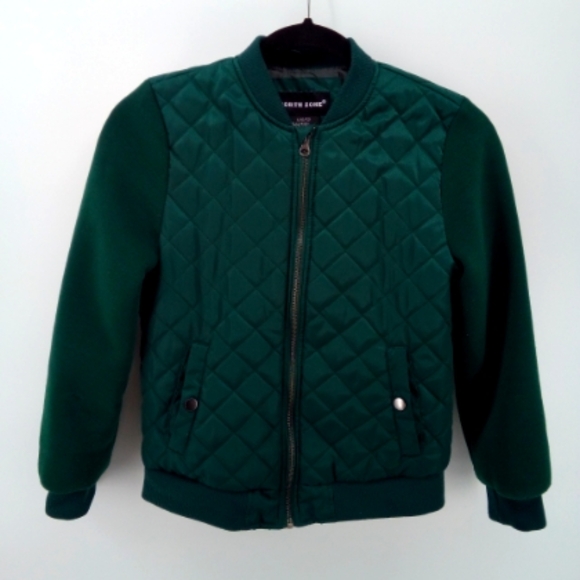 North Zone Vegan Youth Kids Green Quilted Jacket L 10/12 2019 Collection Pockets - Picture 1 of 9